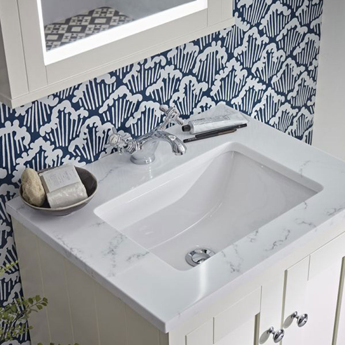 Lansdown 600 Floor Standing Underslung Vanity Unit With Worktop and Inset Basin