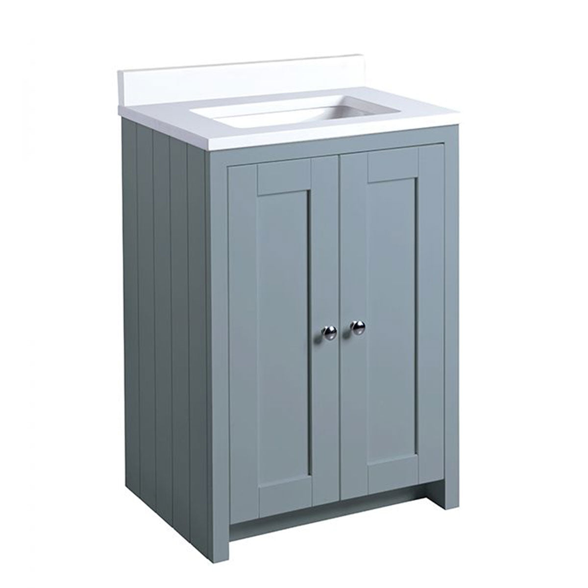 Lansdown 600 Floor Standing Underslung Vanity Unit With Worktop and Inset Basin