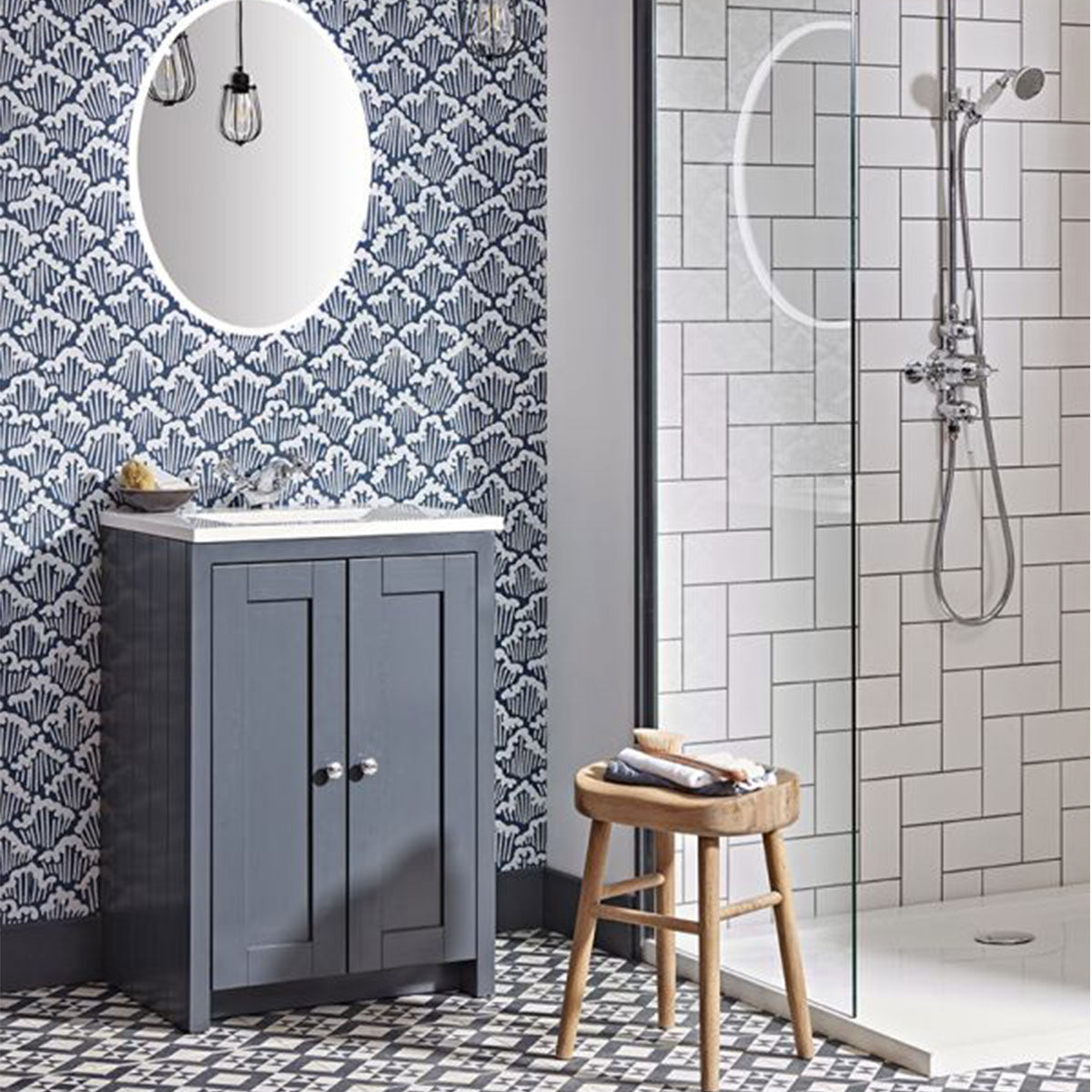 Lansdown 600 Floor Standing Underslung Vanity Unit With Worktop and Inset Basin