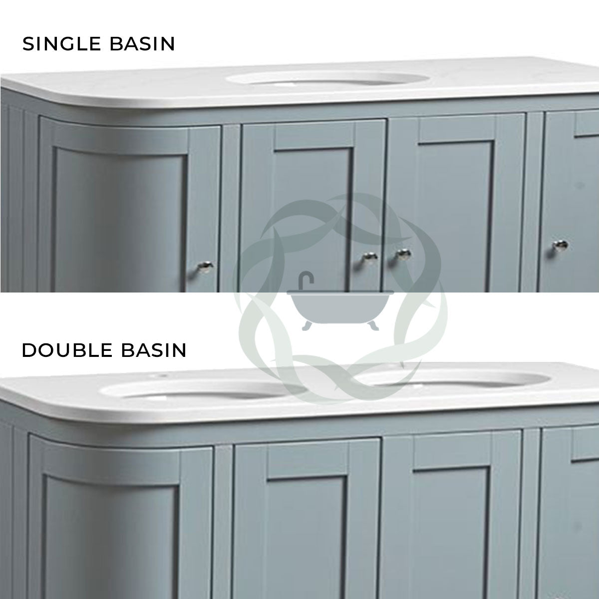 Lansdown 1200 Floor Standing Curved Underslung Vanity Unit With Worktop and Basin