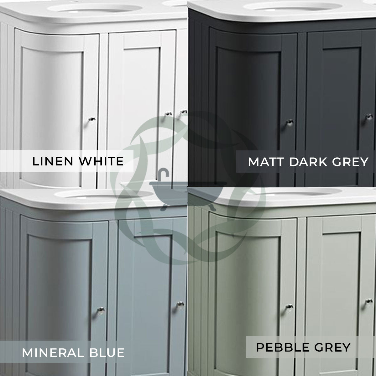 Lansdown 1200 Floor Standing Curved Underslung Vanity Unit With Worktop and Basin