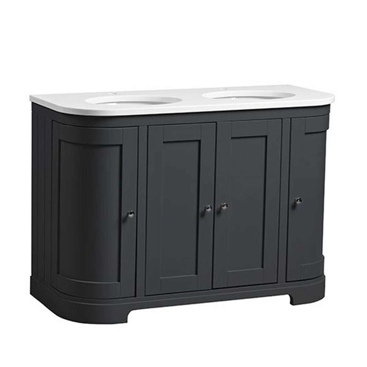 Lansdown 1200 Floor Standing Curved Underslung Vanity Unit With Worktop and Basin