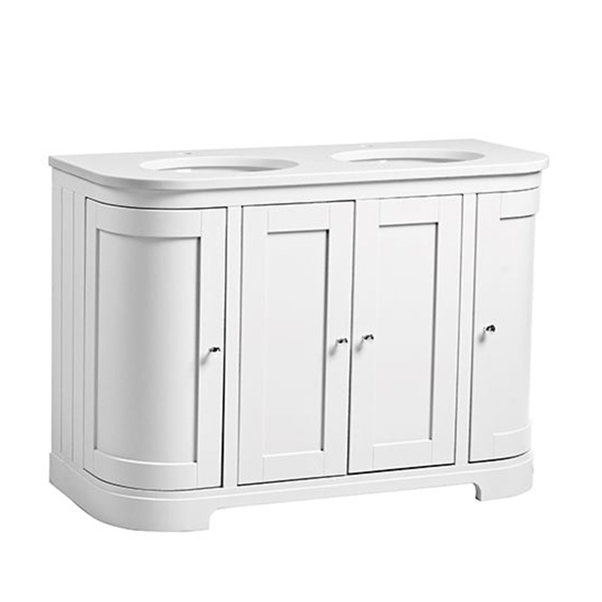Lansdown 1200 Floor Standing Curved Underslung Vanity Unit With Worktop and Basin