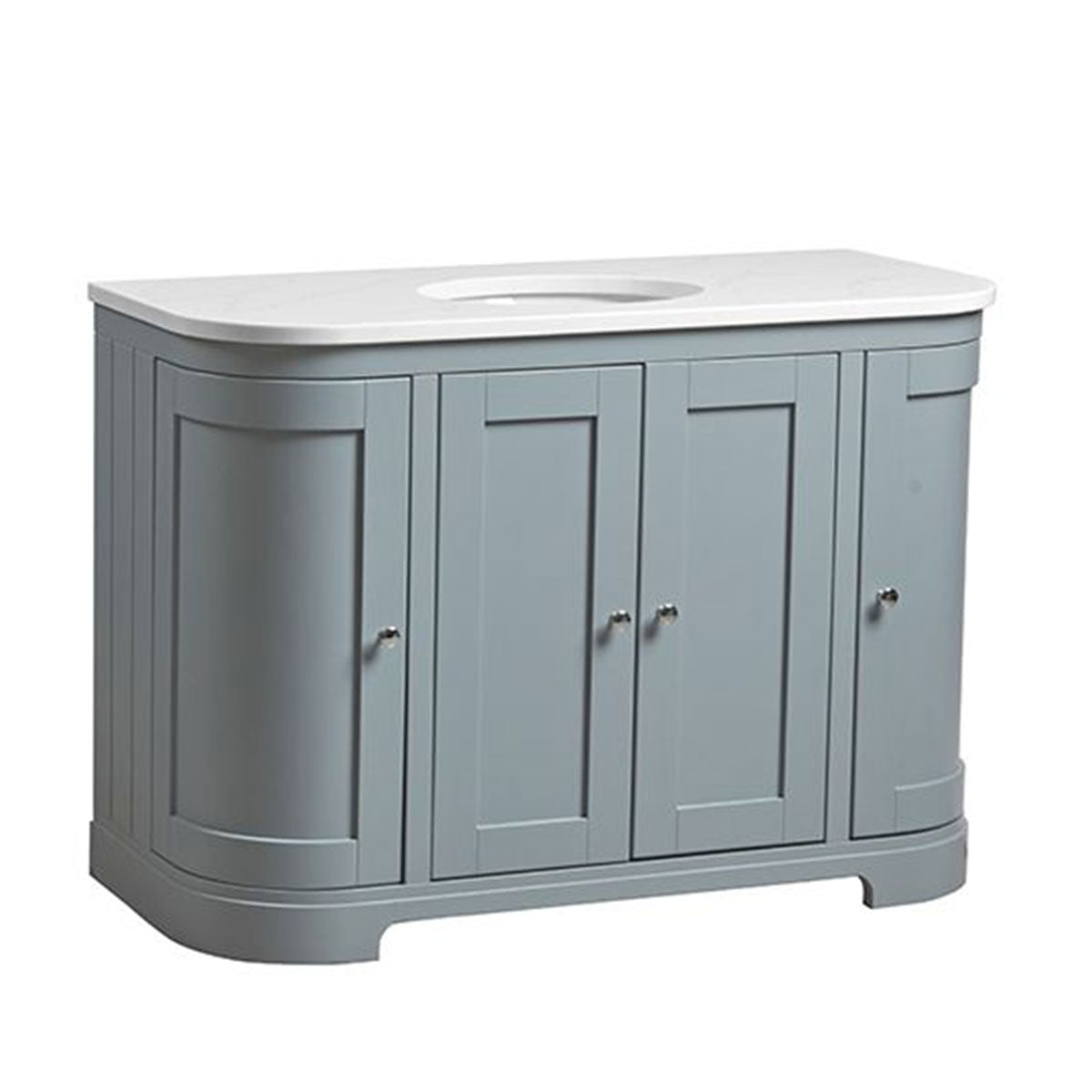 Lansdown 1200 Floor Standing Curved Underslung Vanity Unit With Worktop and Basin