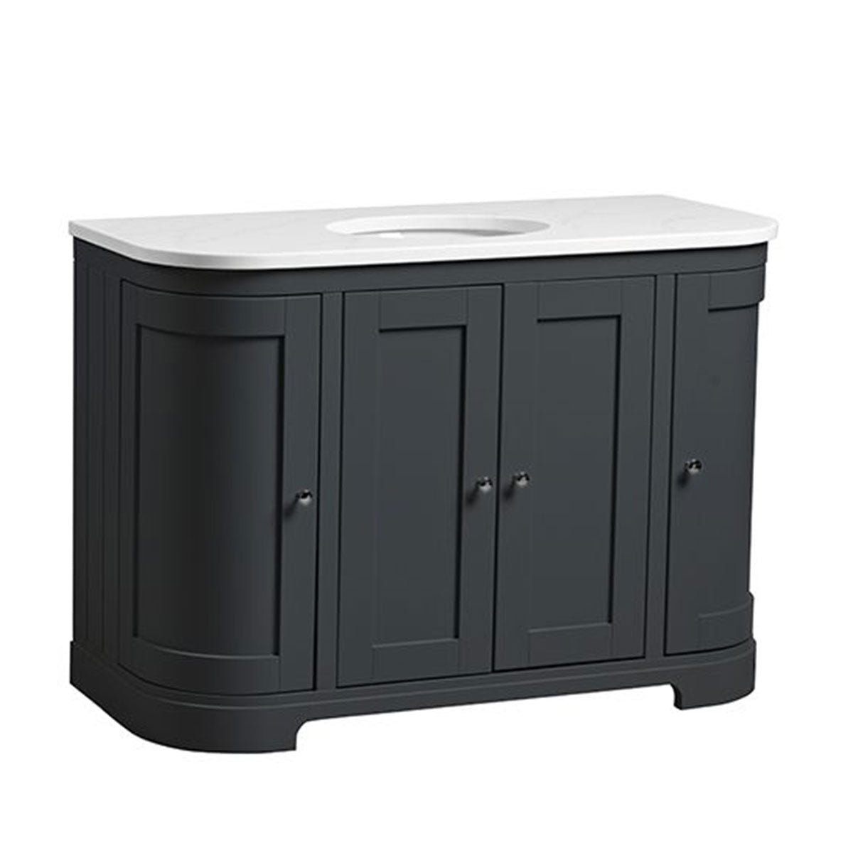 Lansdown 1200 Floor Standing Curved Underslung Vanity Unit With Worktop and Basin