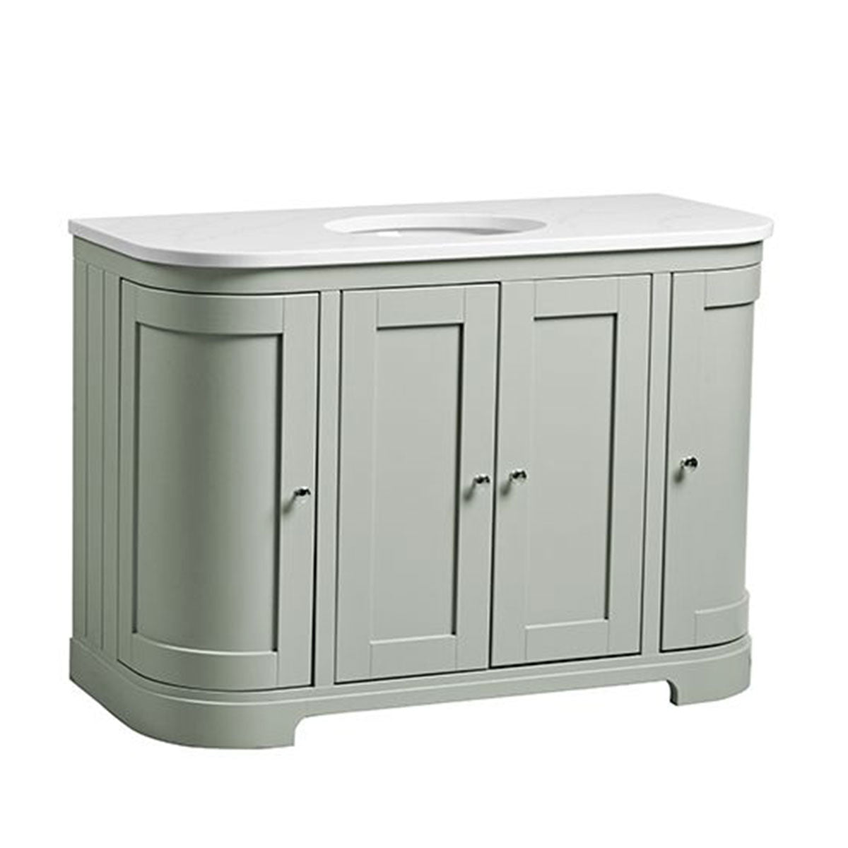 Lansdown 1200 Floor Standing Curved Underslung Vanity Unit With Worktop and Basin