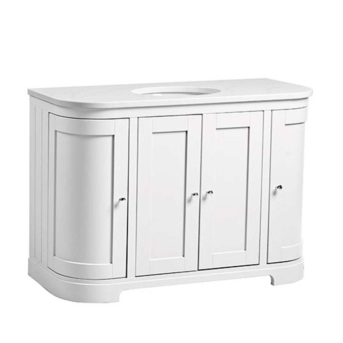 Lansdown 1200 Floor Standing Curved Underslung Vanity Unit With Worktop and Basin