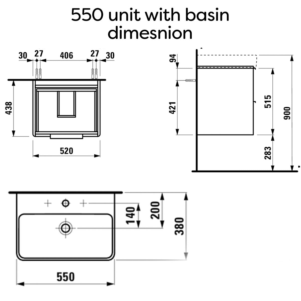 Laufen pro S Base Two Drawer Wall Hung Vanity Unit With Washbasin