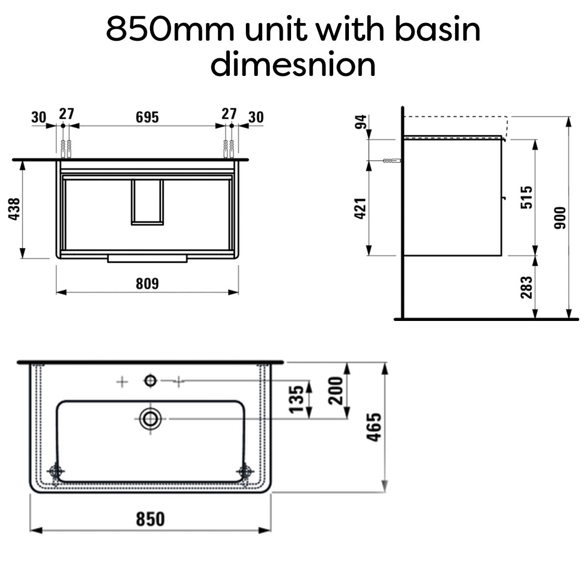 Laufen pro S Base Two Drawer Wall Hung Vanity Unit With Washbasin