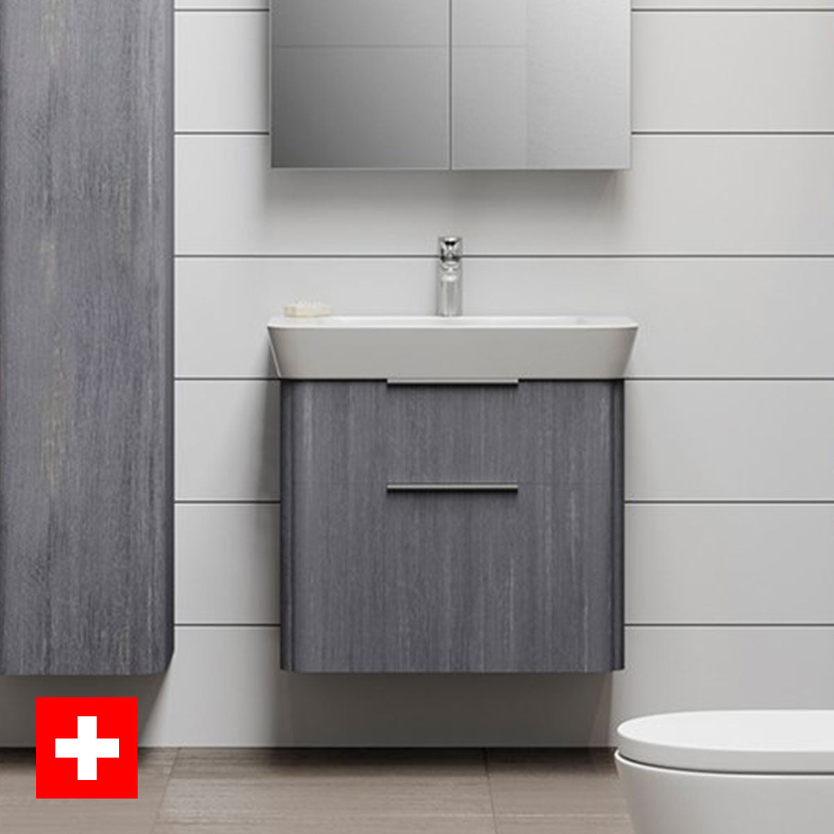 Laufen Moderna Compact Two Drawer Wall Hung Vanity Unit With Washbasin