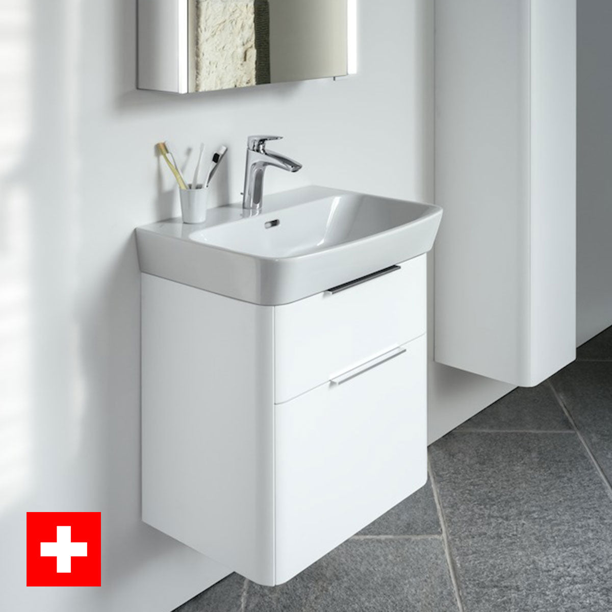 Laufen Moderna Compact Two Drawer Wall Hung Vanity Unit With Washbasin