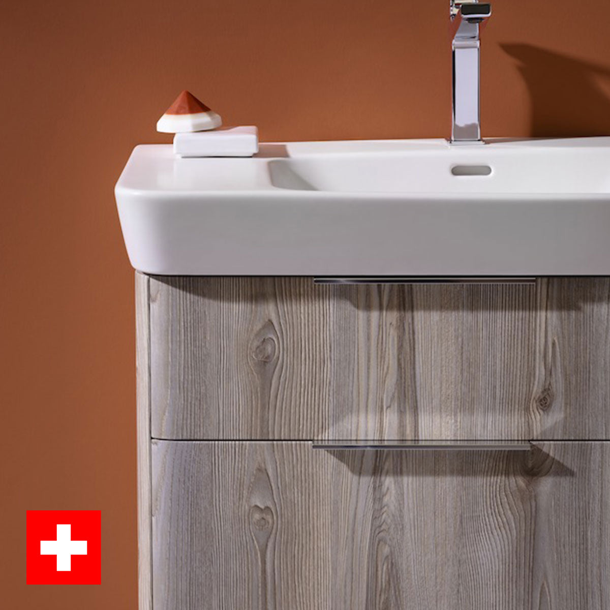 Laufen Moderna Two Drawer Wall Hung Vanity Washbasin Unit With Shelf Surface