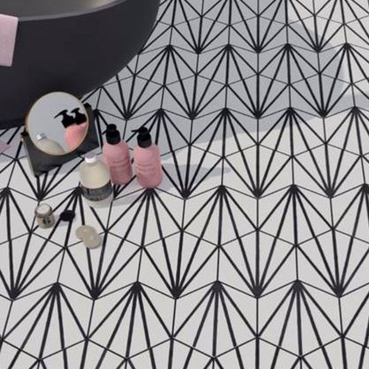 Deluxe Lilypad Line Negro Porcelain Matt Tile 23 x 20cm