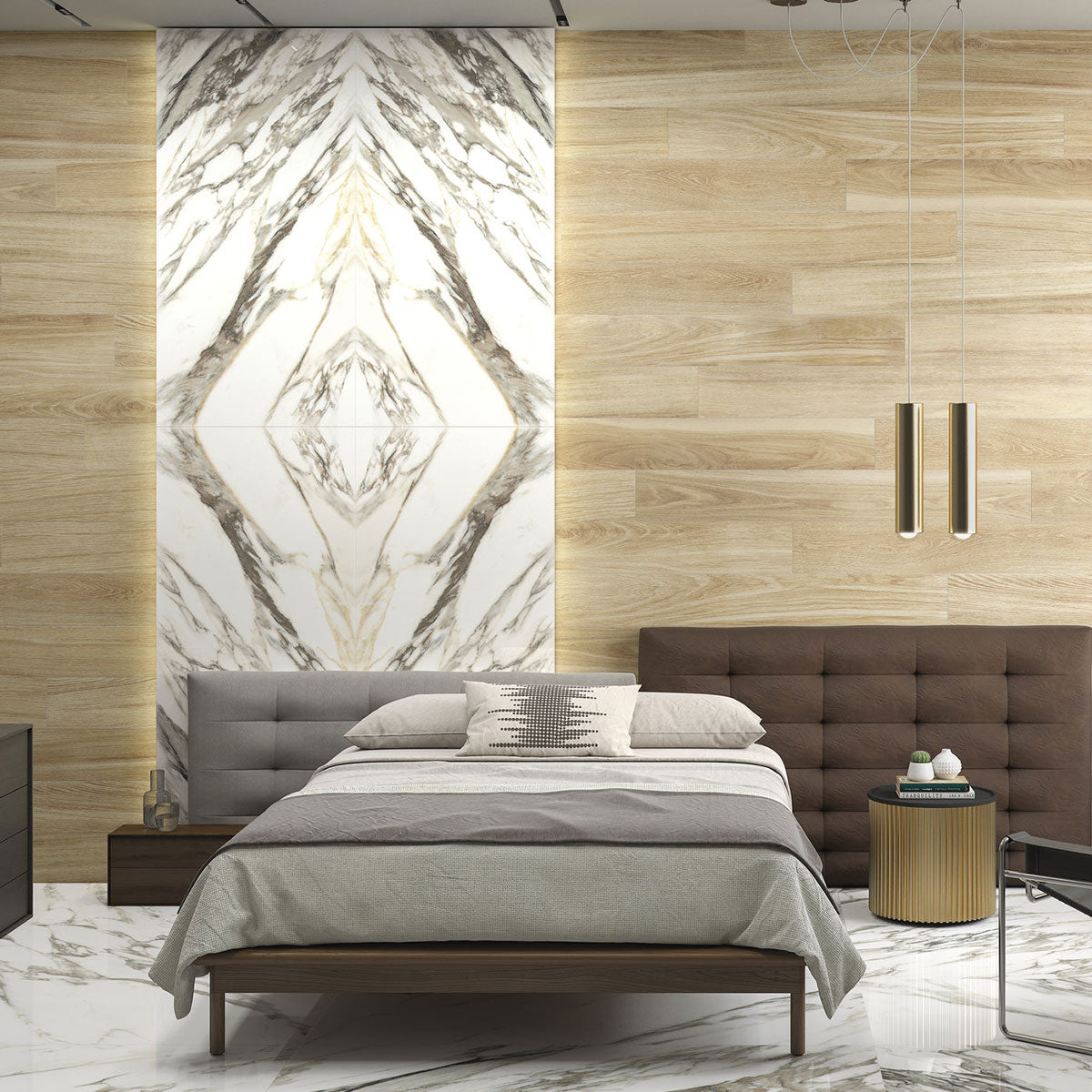 Macchia Vecchia Gold Book Match Porcelain Tile Set Marble Effect Polished 300x150cm