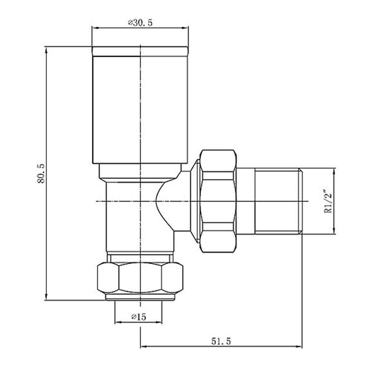 Madrid Round Angled Radiator Valve dimensions