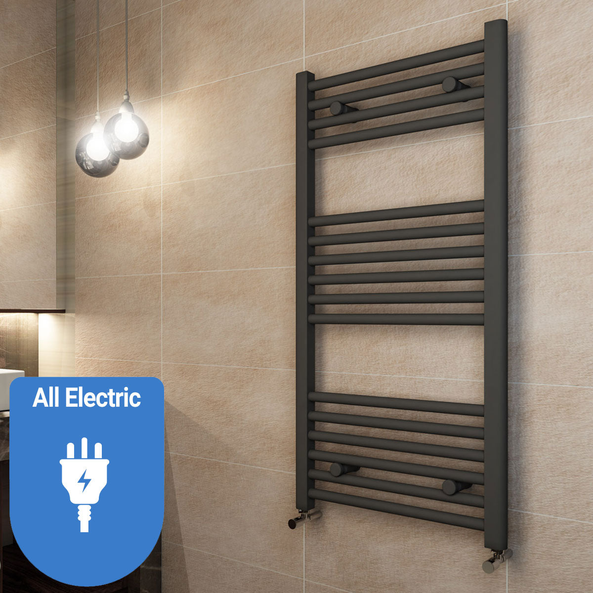 Madrid All Electric Heated Towel Rail - Matt Anthracite