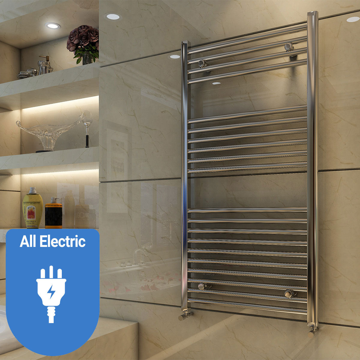 Madrid All Electric Heated Towel Rail - Chrome