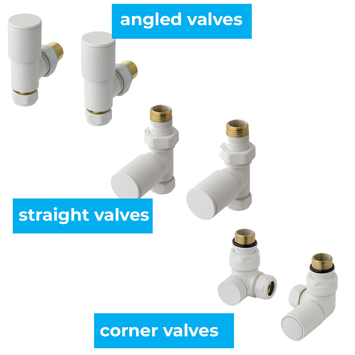 Madrid Radiator Valves Matt White