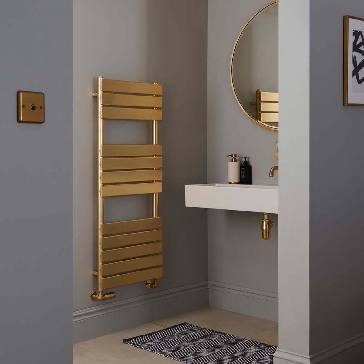 marbella heated towel rail 1200x500 brushed brass