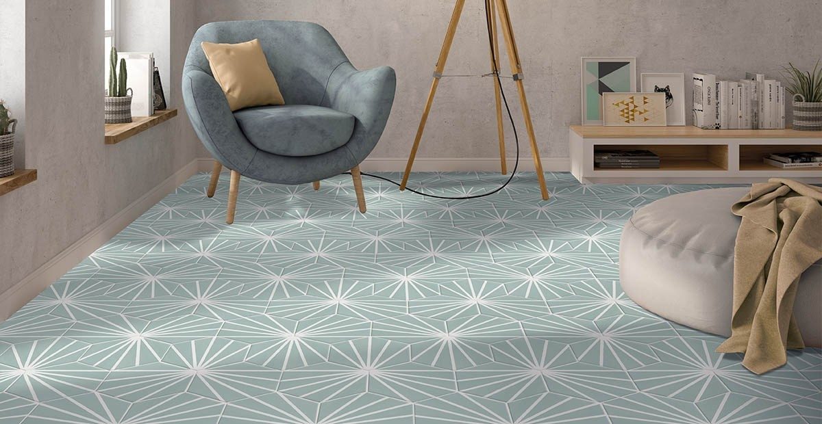 Deluxe Lilypad Aquamarina Porcelain Matt Tile 23x20cm