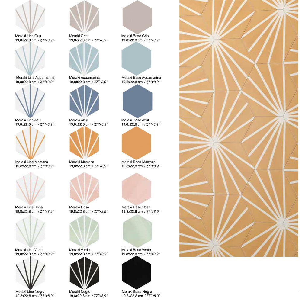 Deluxe Lilypad Azul Hexagon Matt Porcelain Tile 23x20cm