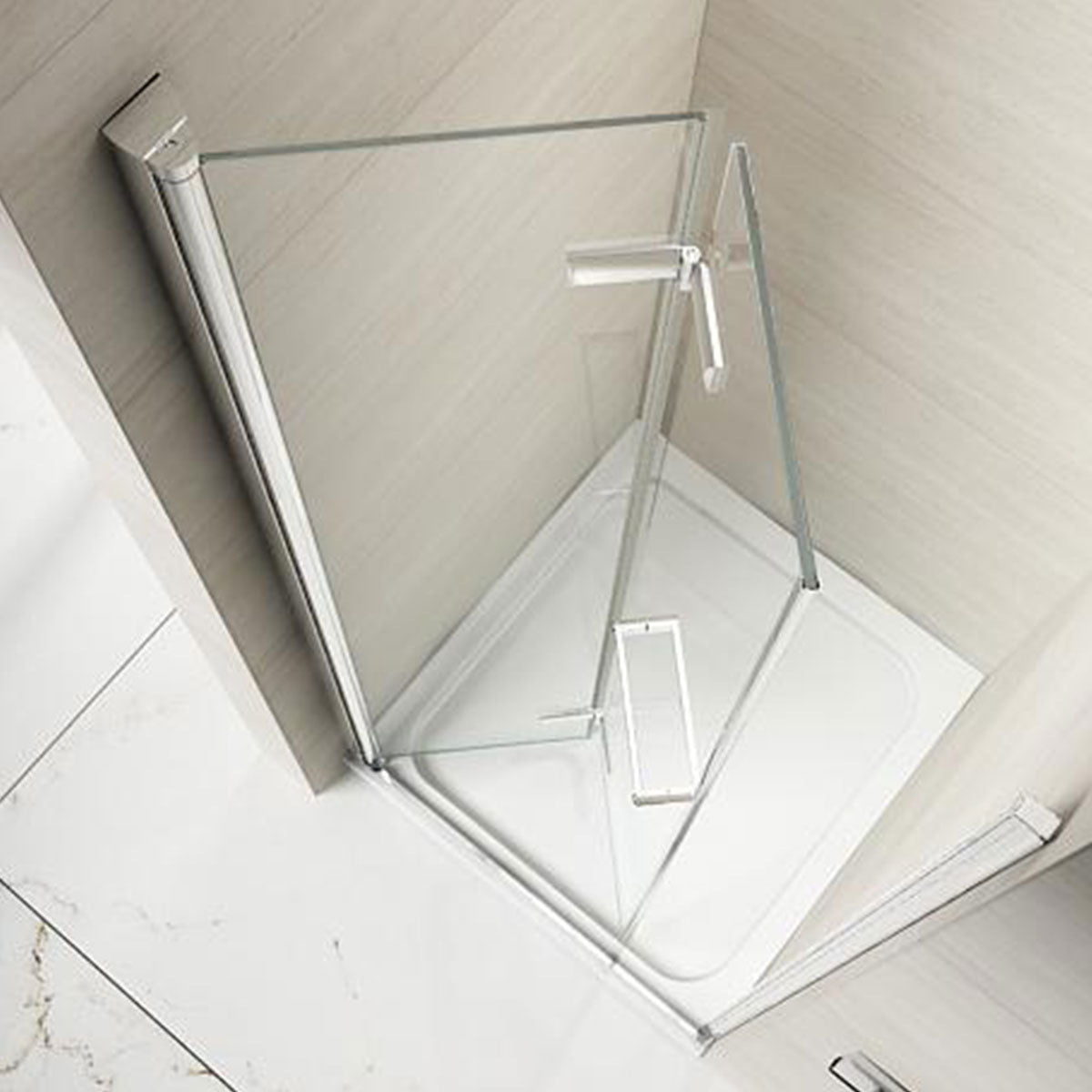 Merlyn 8 Series Frameless Hinged Bi-Fold Shower Door In Recess