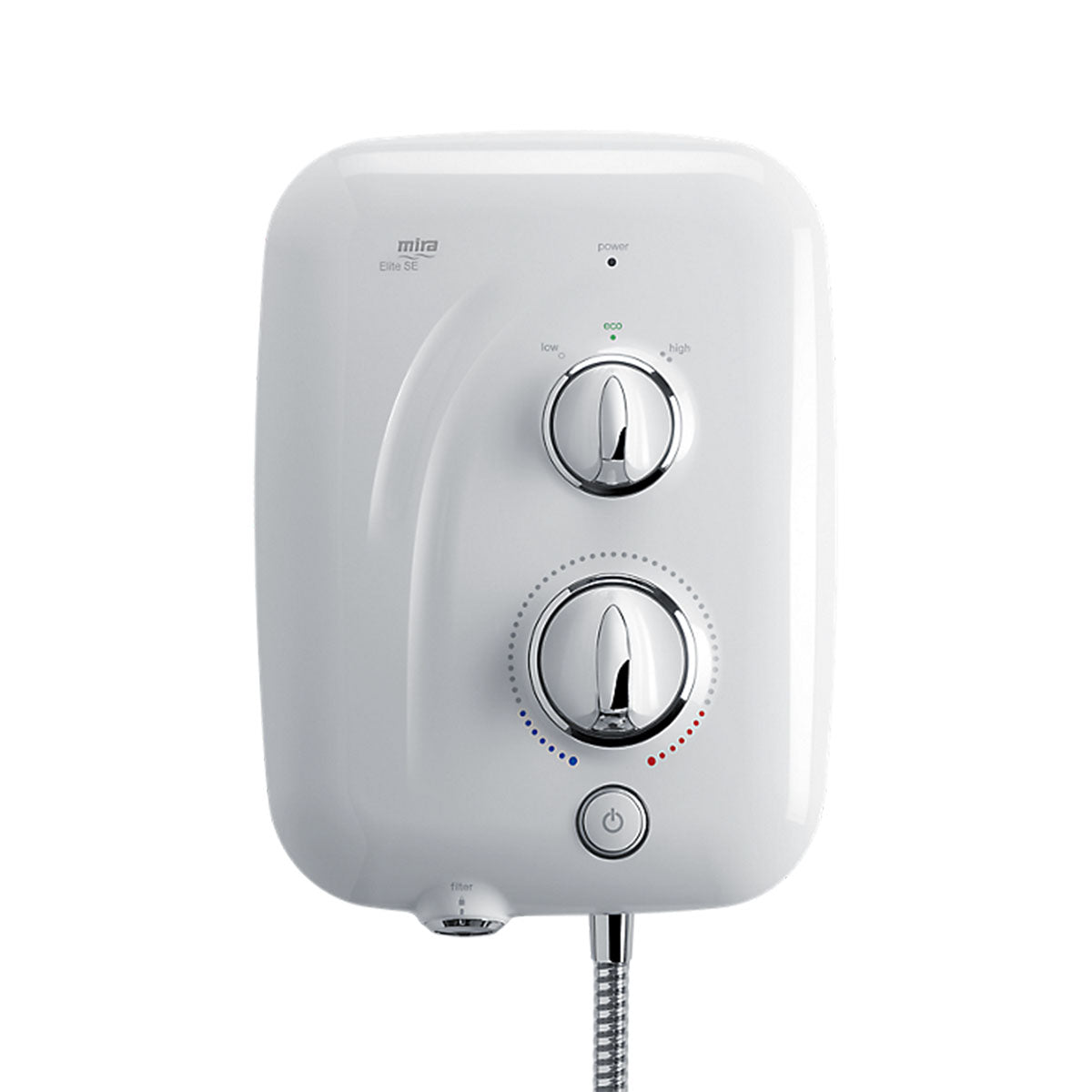 mira elite se 9kw dual pump electric shower duelec close up white deluxe bathrooms ireland