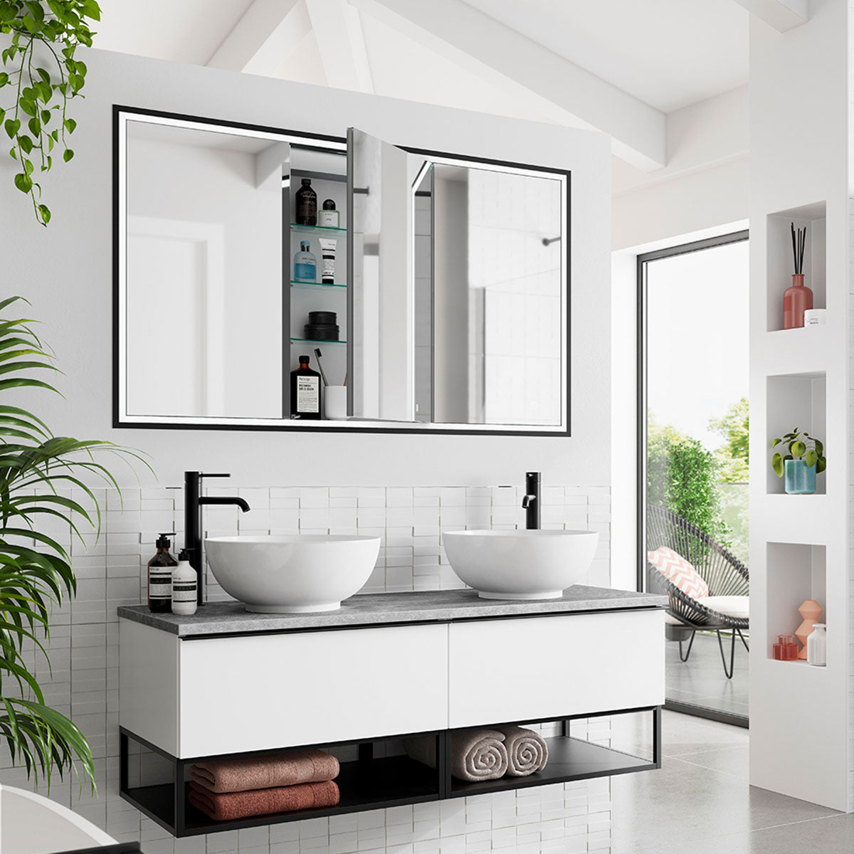 HiB Vanquish 50 Recessed LED Mirror Cabinet With Charging Socket