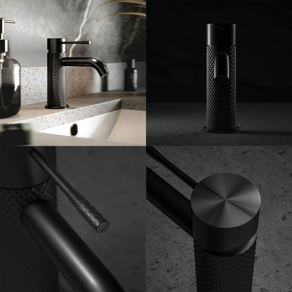 Rock Knurled Basin Mono Mixer Tap With Click-Clack Waste