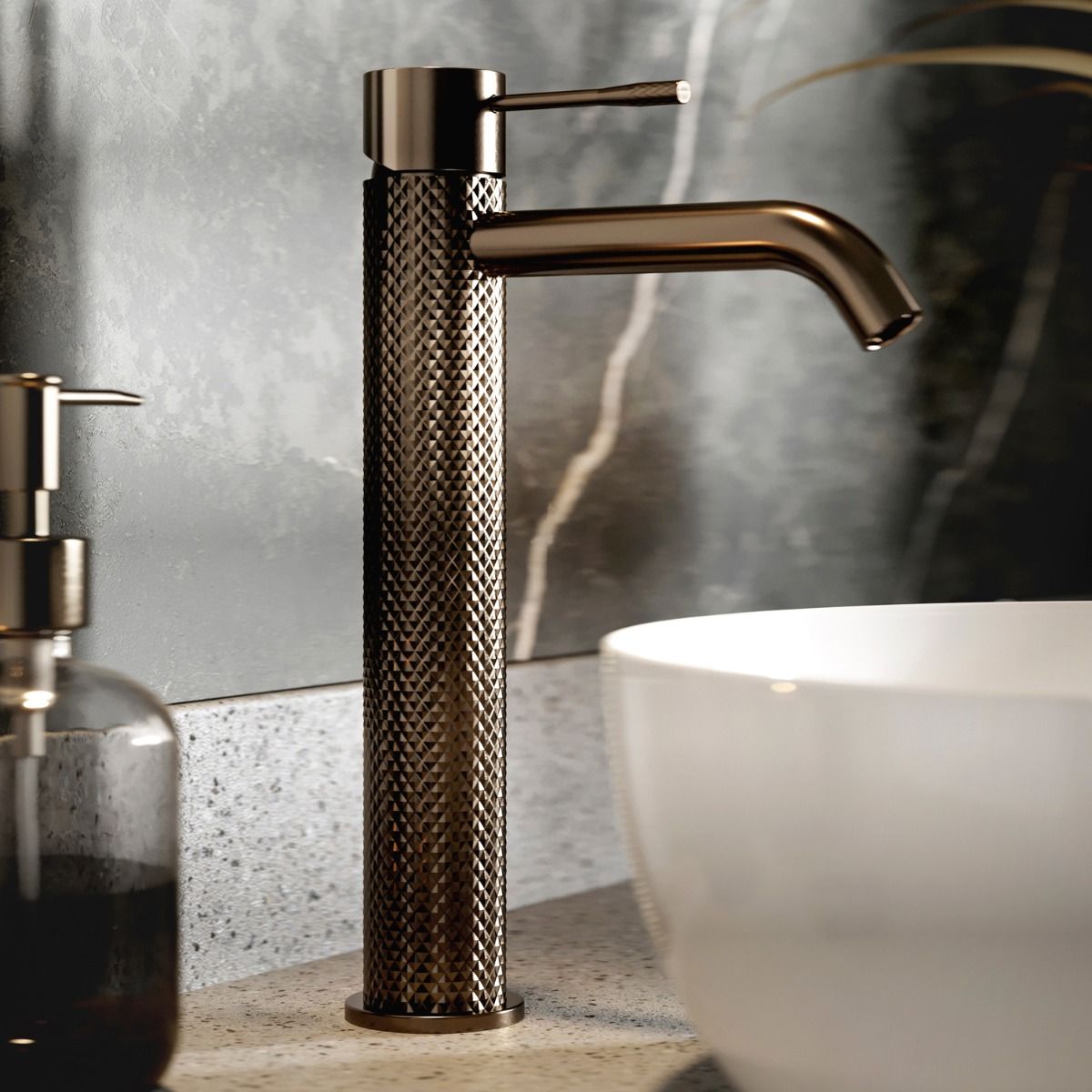 Rock Knurled Tall Basin Mono Mixer Tap