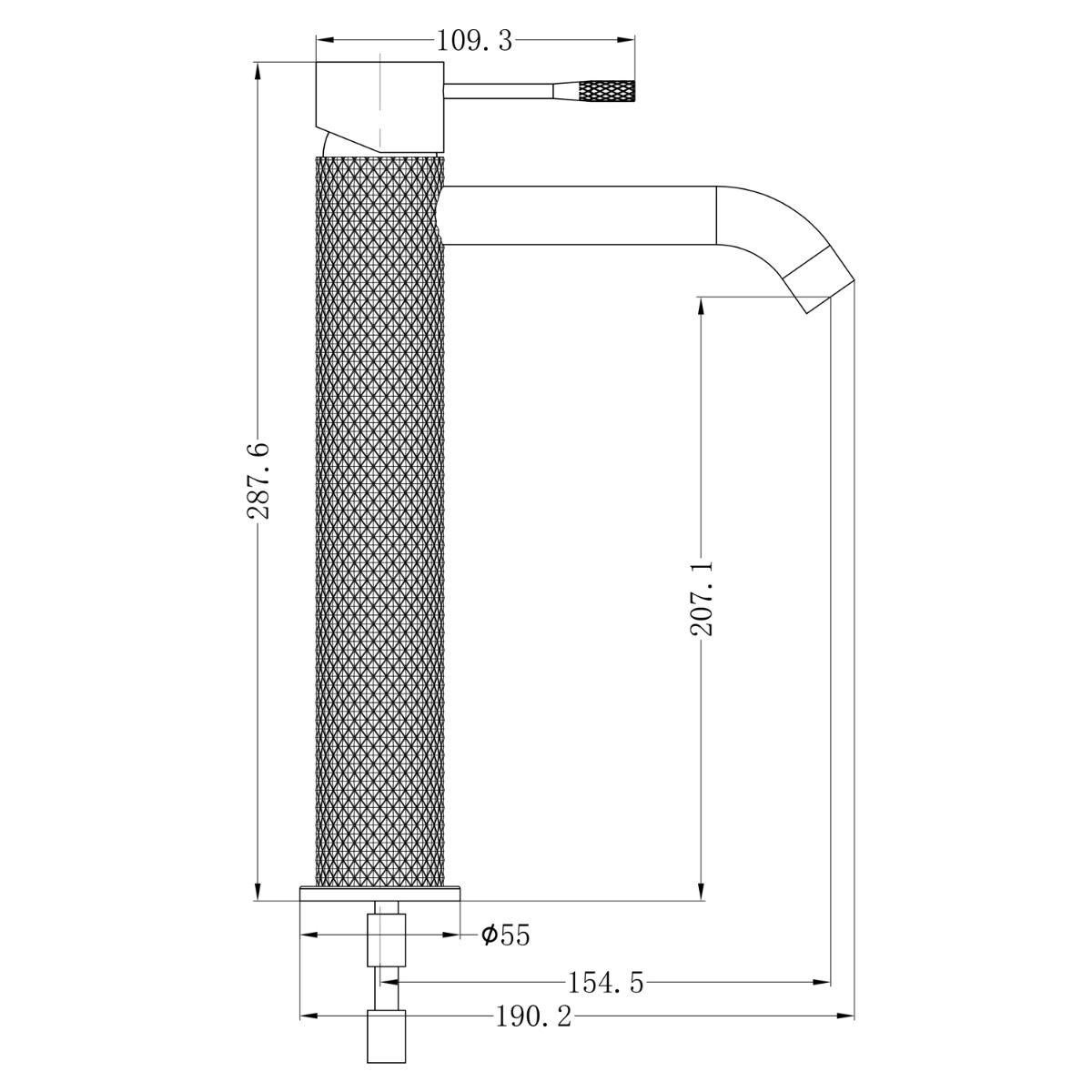 Rock Knurled Tall Basin Mono Mixer Tap