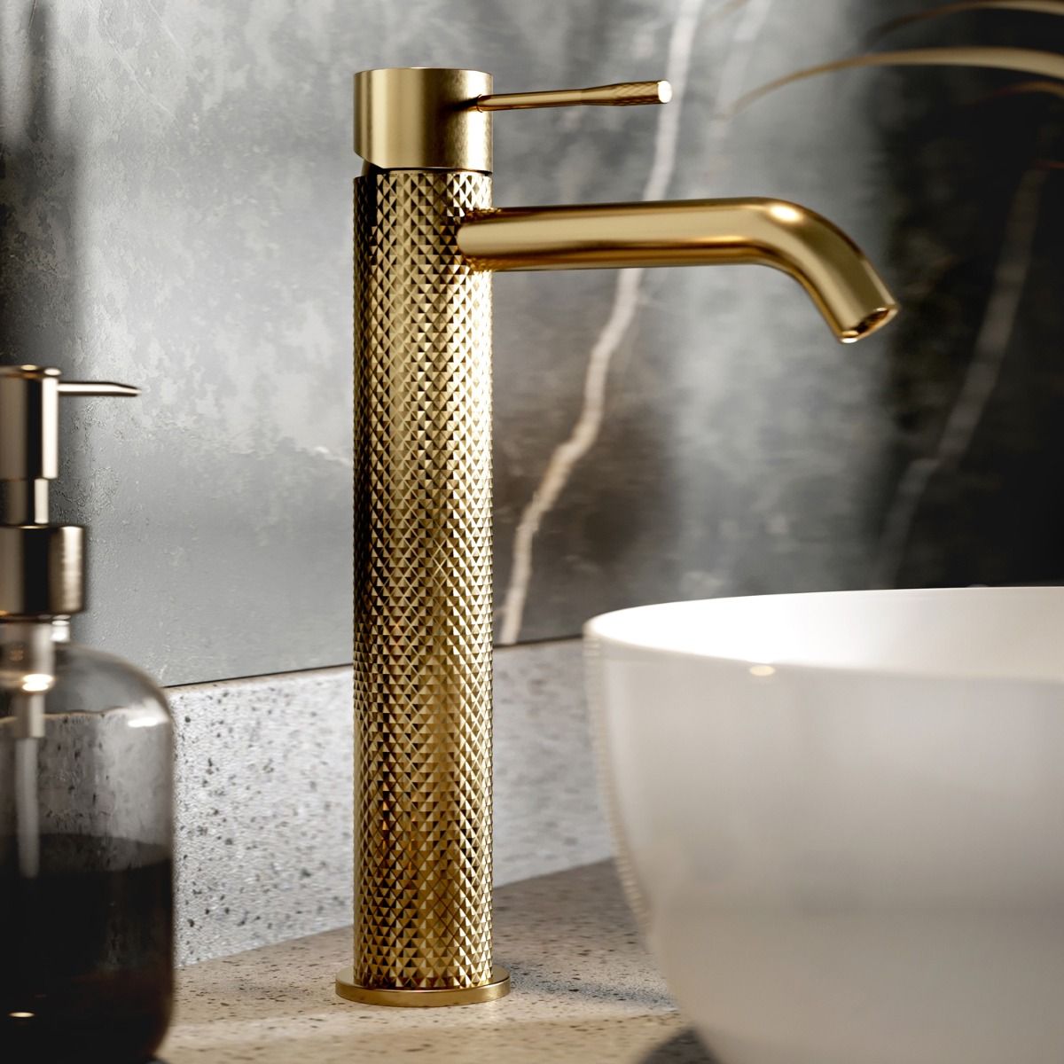 Rock Knurled Tall Basin Mono Mixer Tap