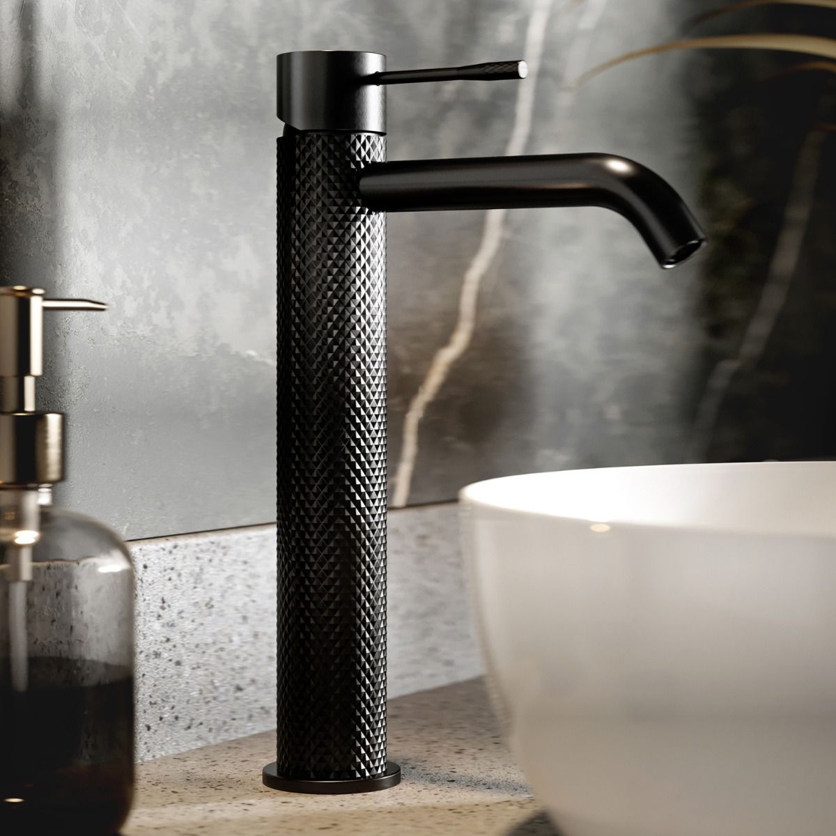 Rock Knurled Tall Basin Mono Mixer Tap
