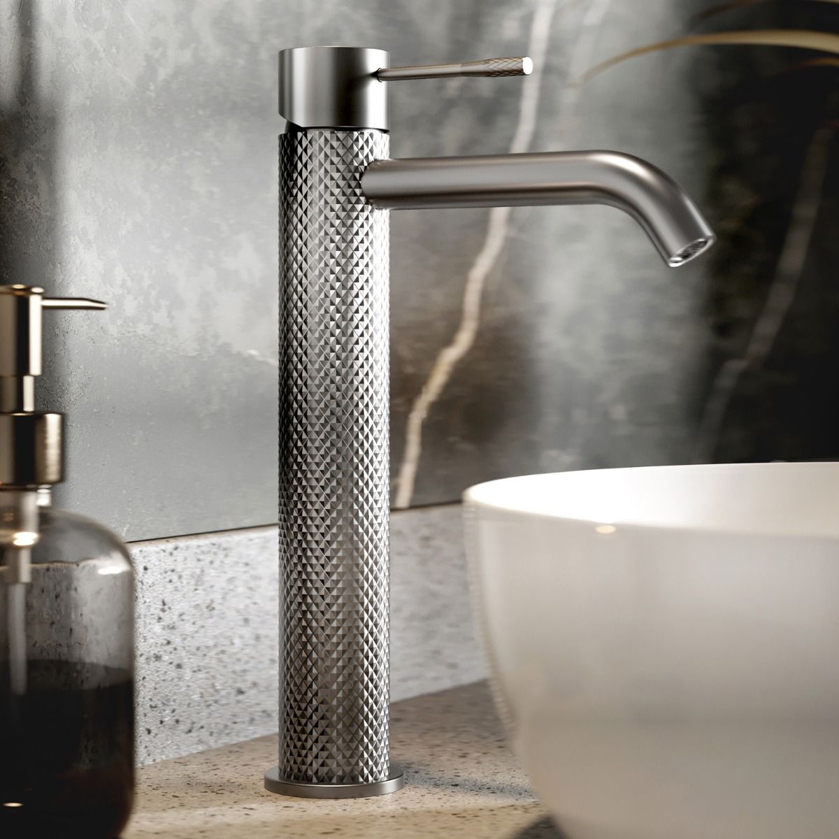 Rock Knurled Tall Basin Mono Mixer Tap