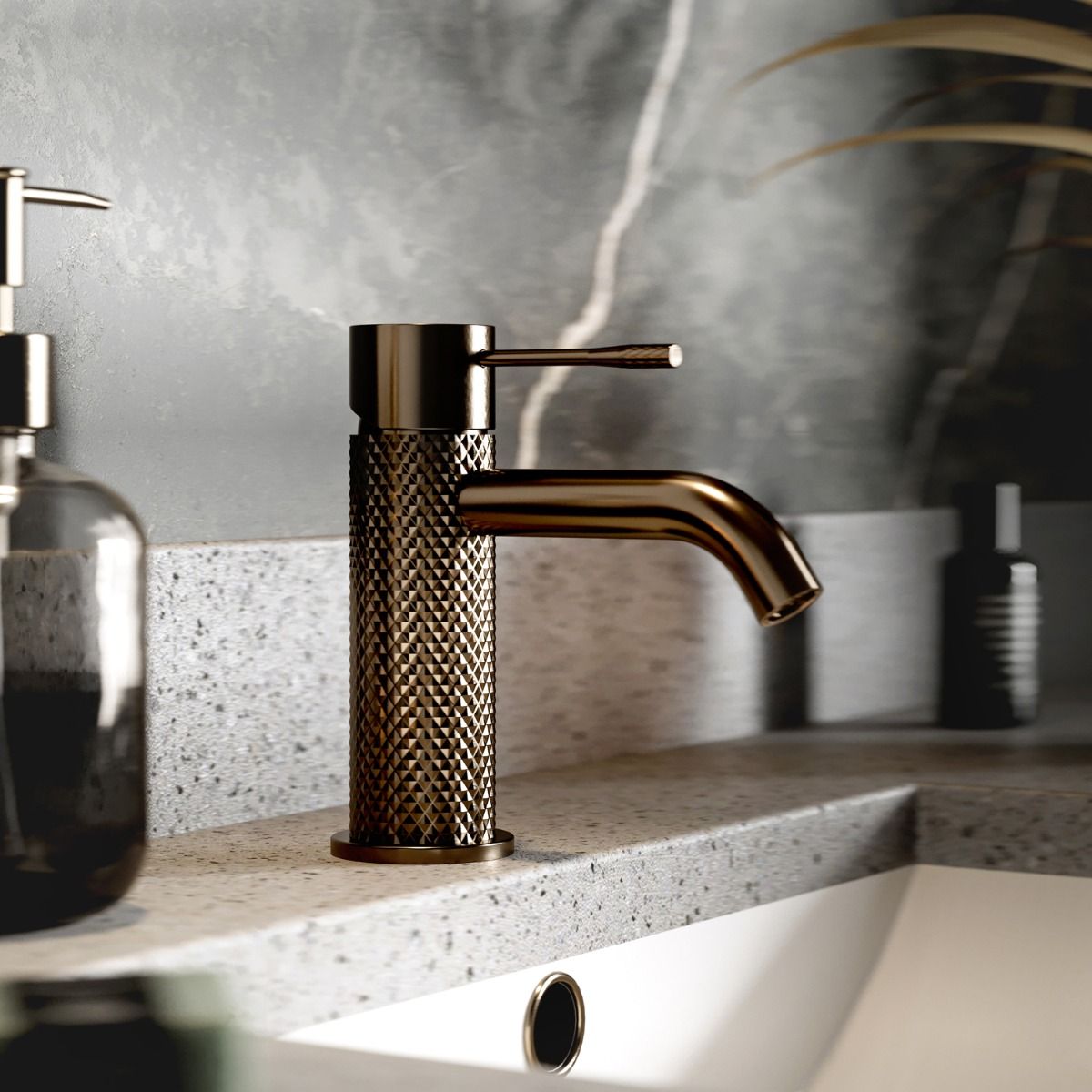 Rock Knurled Basin Mono Mixer Tap With Click-Clack Waste