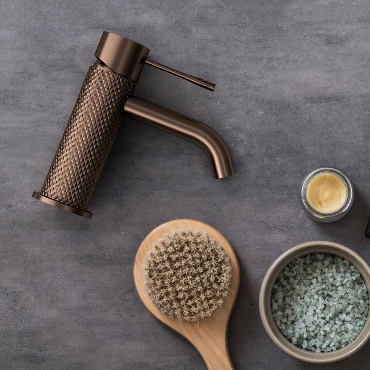 Rock Knurled Basin Mono Mixer Tap With Click-Clack Waste