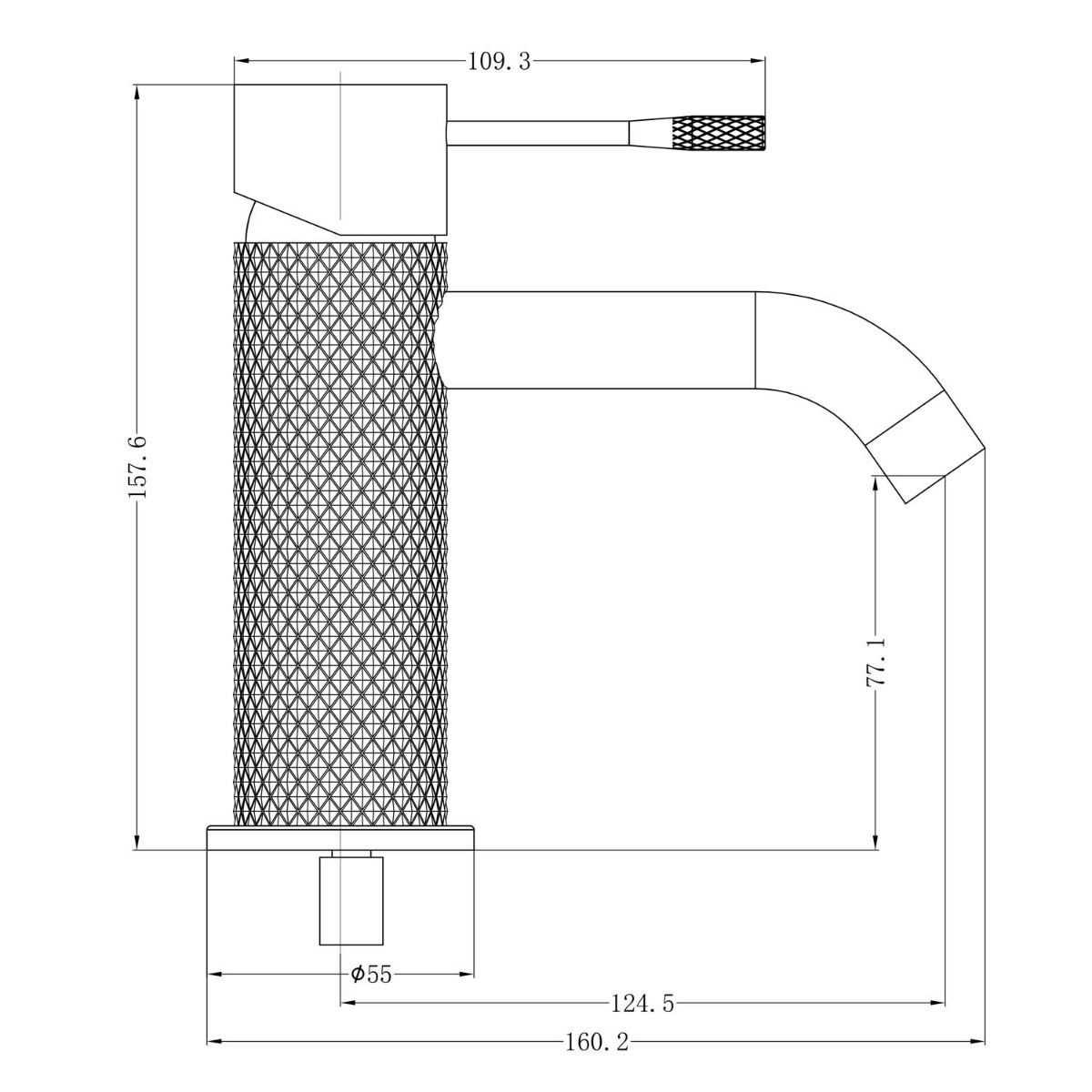 Rock Knurled Basin Mono Mixer Tap With Click-Clack Waste