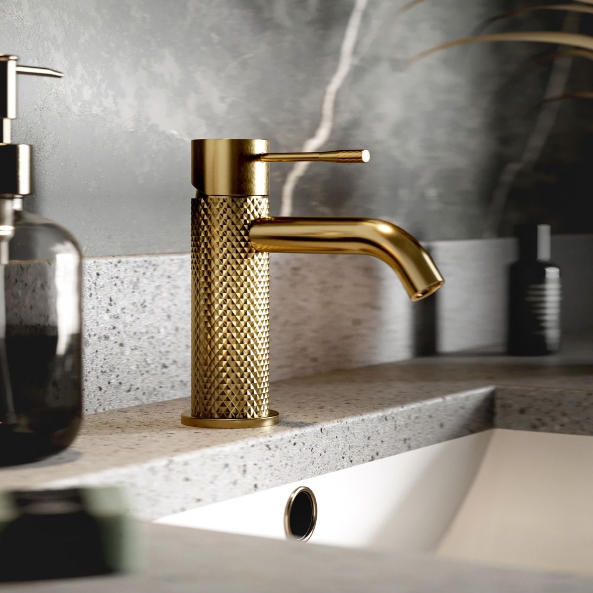 Rock Knurled Basin Mono Mixer Tap With Click-Clack Waste