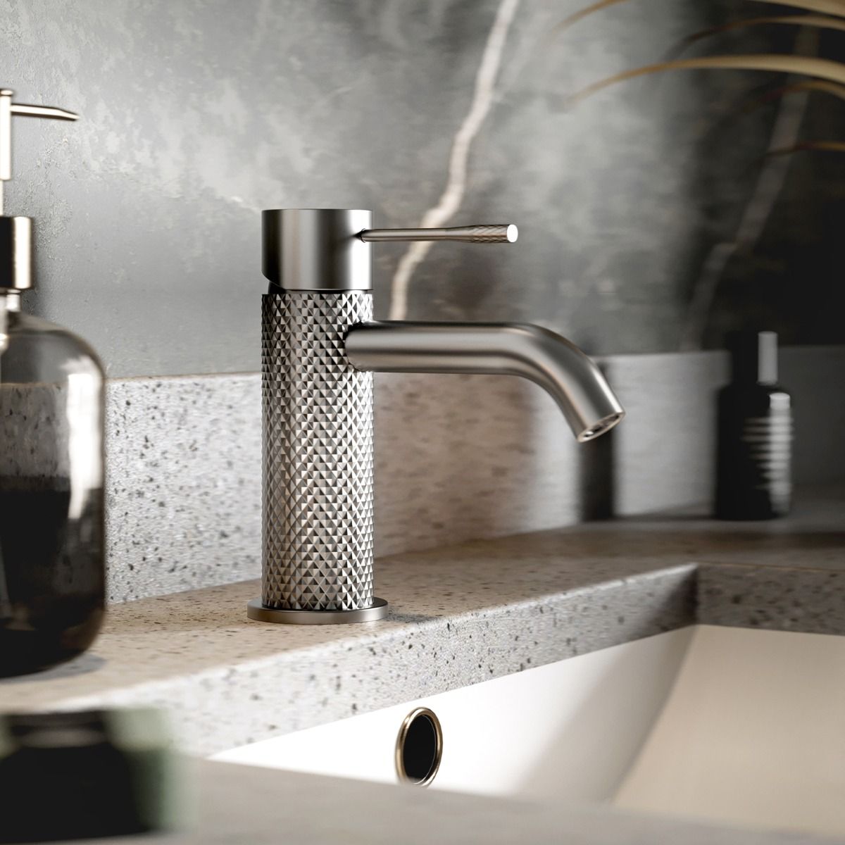 Rock Knurled Basin Mono Mixer Tap With Click-Clack Waste