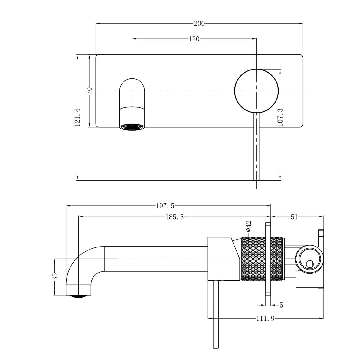 Rock Knurled Wall Mounted Basin Mixer Tap