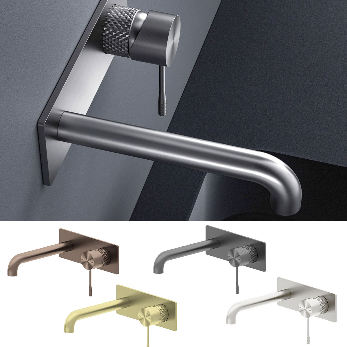 Rock Knurled Wall Mounted Basin Mixer Tap