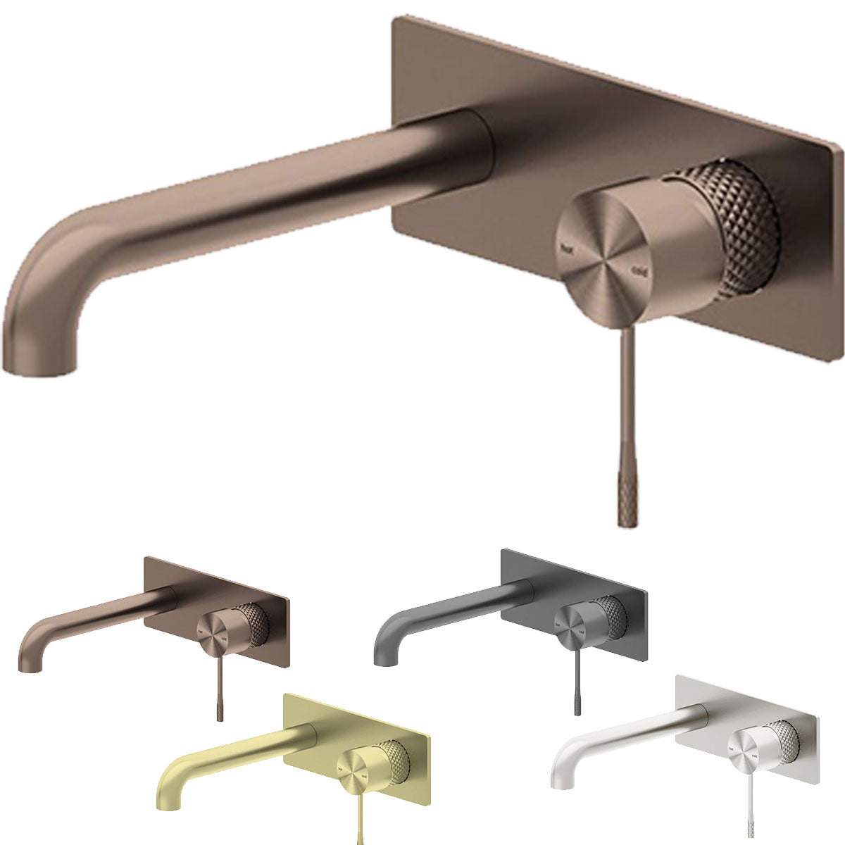 Rock Knurled Wall Mounted Bath Mixer Tap