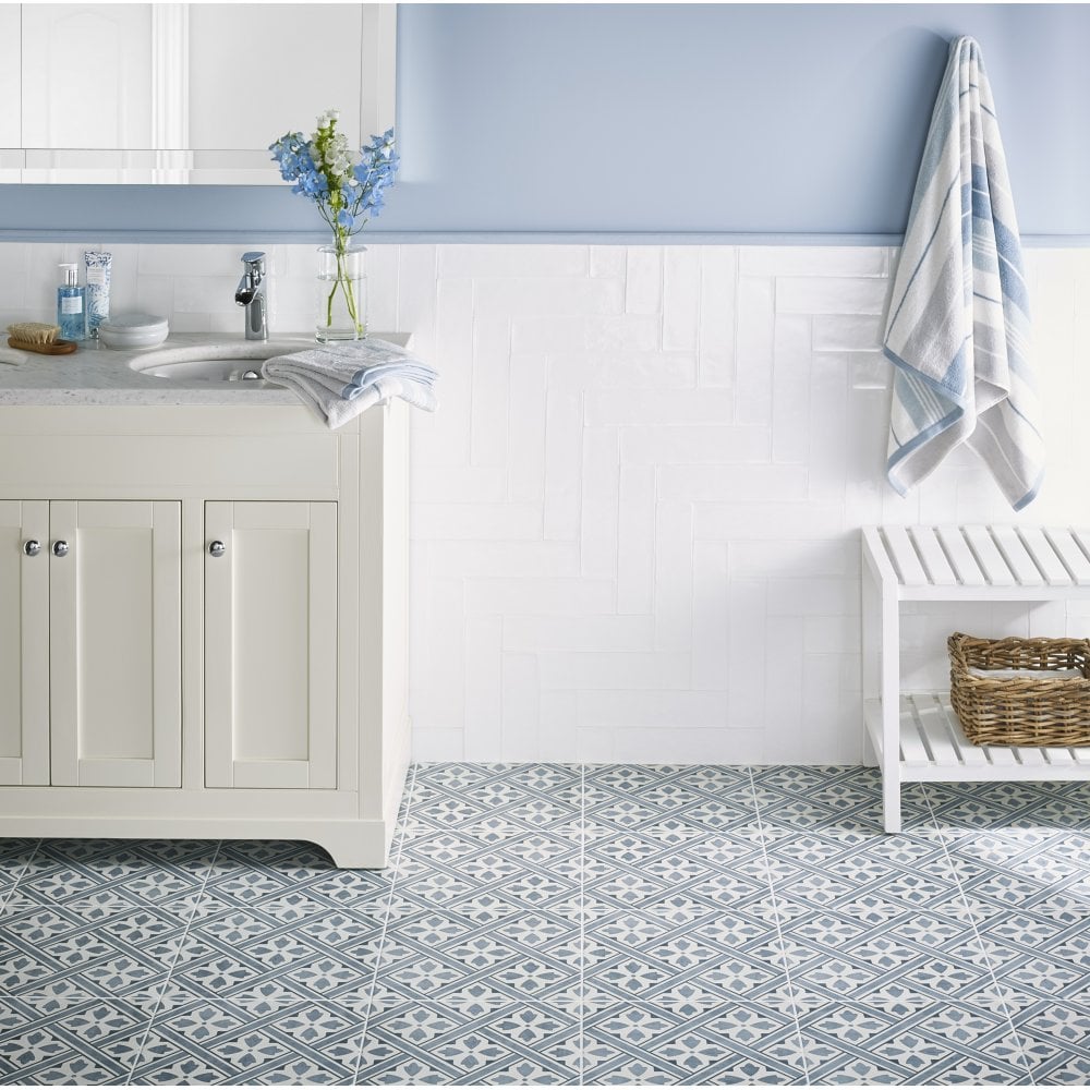 Laura Ashley Mr Jones Midnight Blue Floor Tile 33cm x 33cm