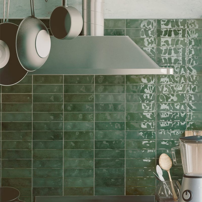 Bestile Nolita Verde Wall Porcelain Tile 6.5x20cm Glossy