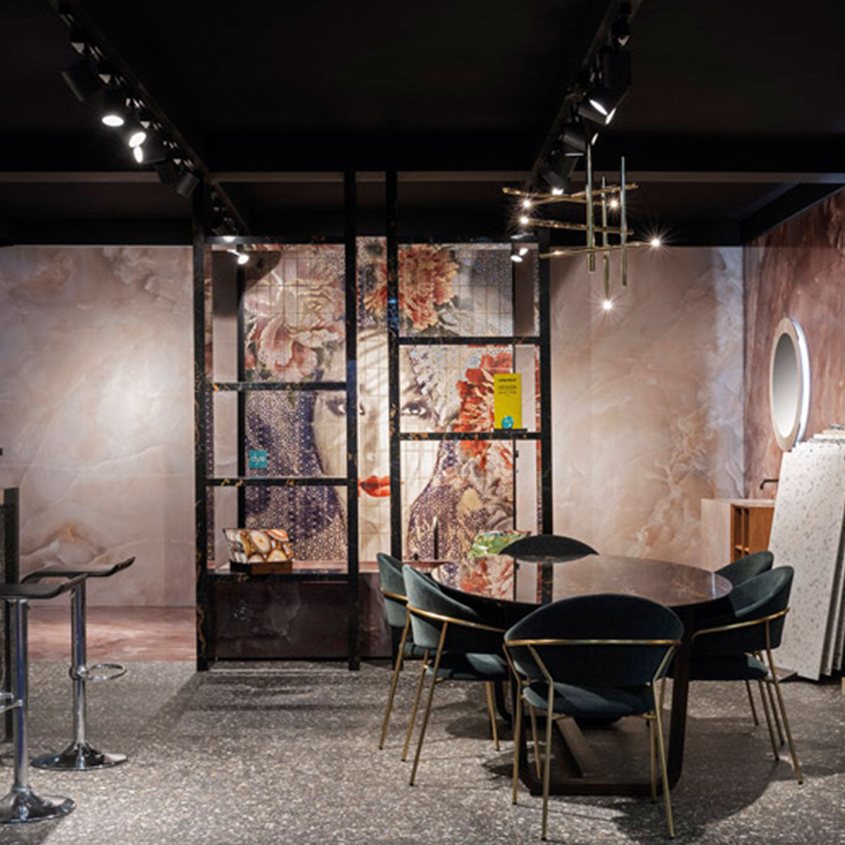 Deluxe Onyx Coral Marble Effect Porcelain Tile 60x120cm Gloss