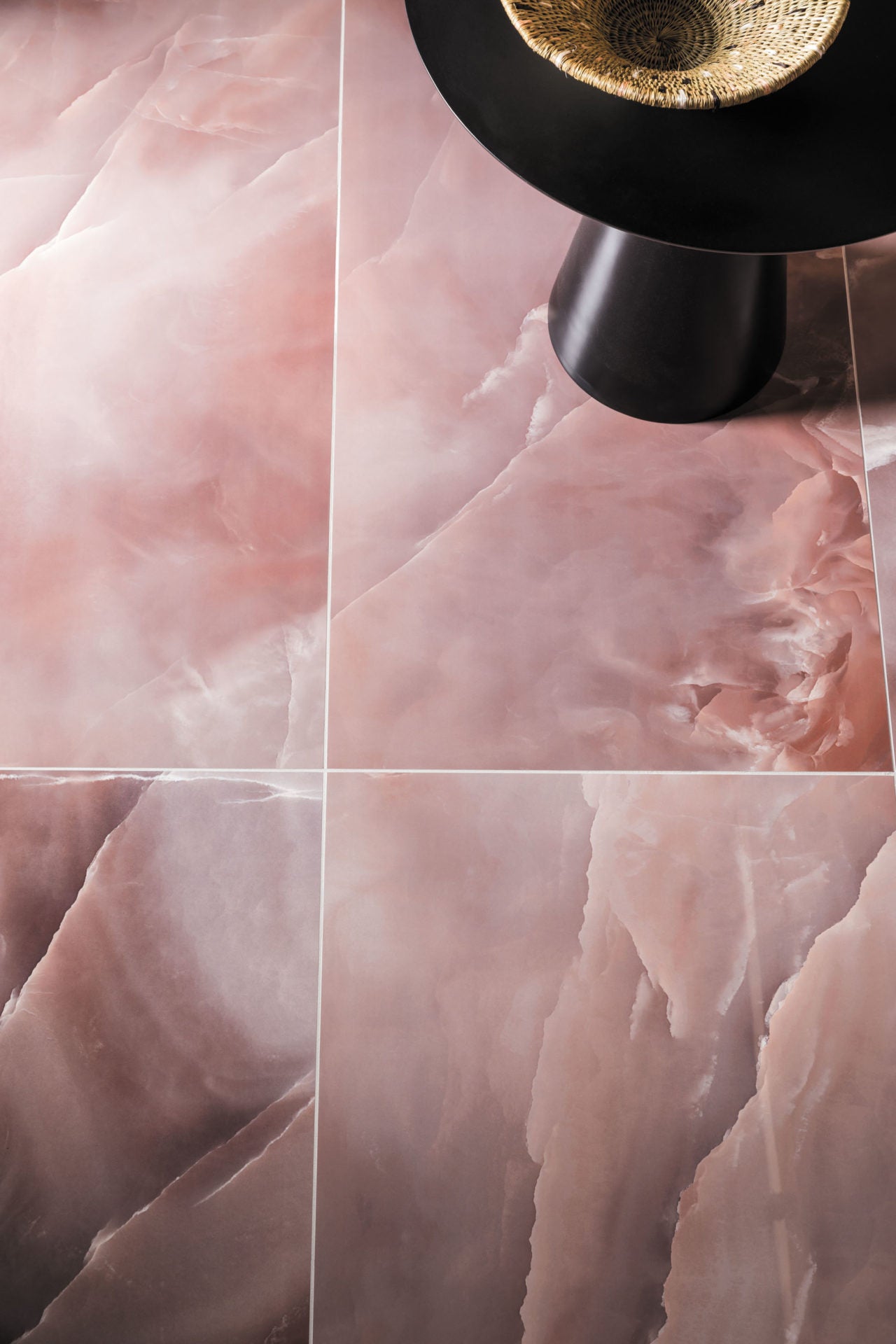 Deluxe Onyx Coral Marble Effect Porcelain Tile 60x120cm Gloss