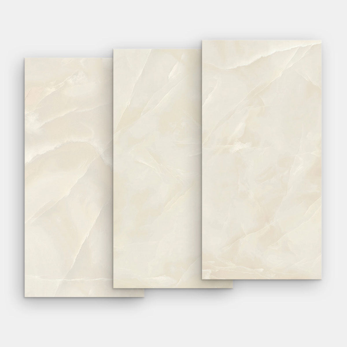 Deluxe Onyx Ivory Marble Effect Porcelain Tile 60x120cm Gloss