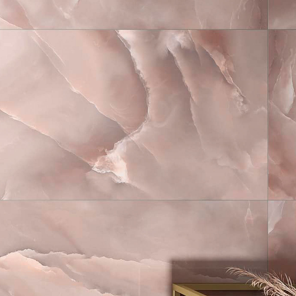 Deluxe Onyx Coral Marble Effect Porcelain Tile 60x120cm Gloss