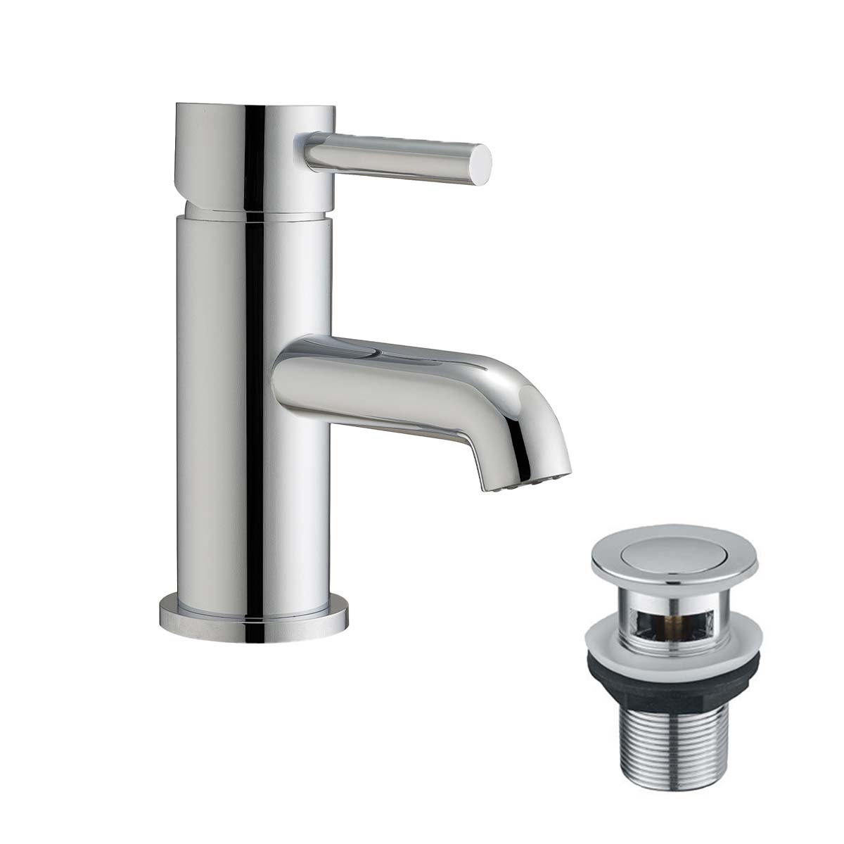 Pembroke basin mixer tap monobloc with click clack waste chrome