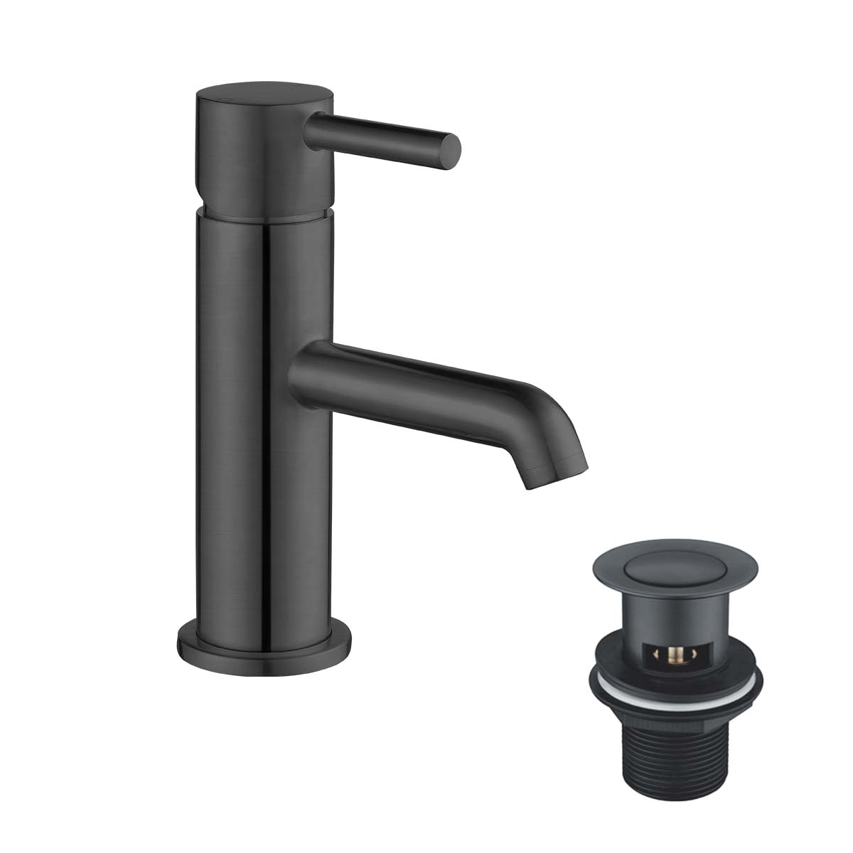 Pembroke basin mixer tap monobloc with click clack waste gun metal